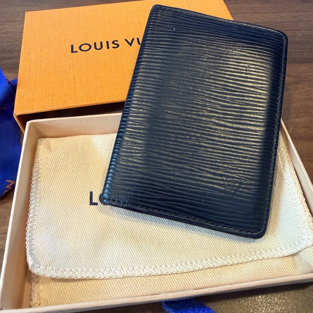 Louis Vuitton Navy Epi Leather Card Holder Pocket Organizer